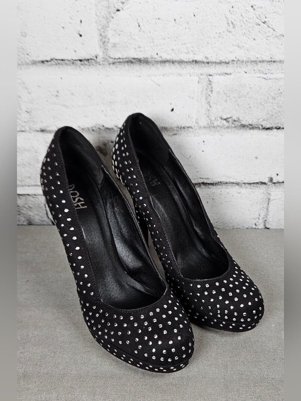 Posh Black Silver Studded Platform Stiletto Pumps Approx Size 8.5